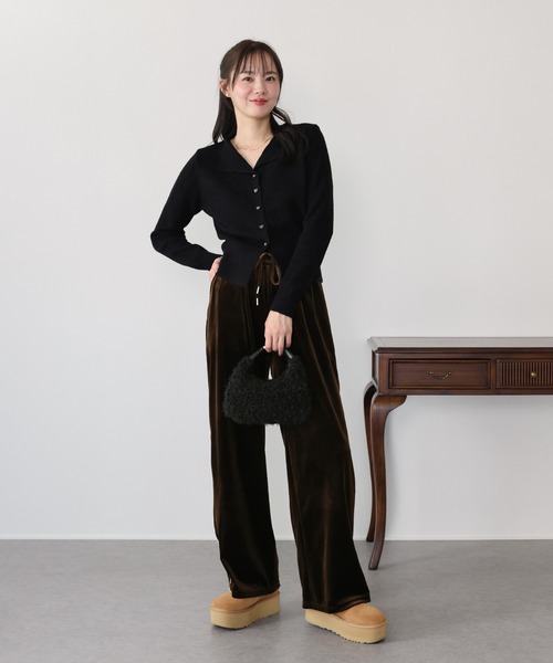 BLUEEAST（ブルーイースト）の「サイドレースベロアパンツ（その他パンツ・レディース・ブラック/ブラウン/ネイビー・MEDIUM）」の6枚目の写真