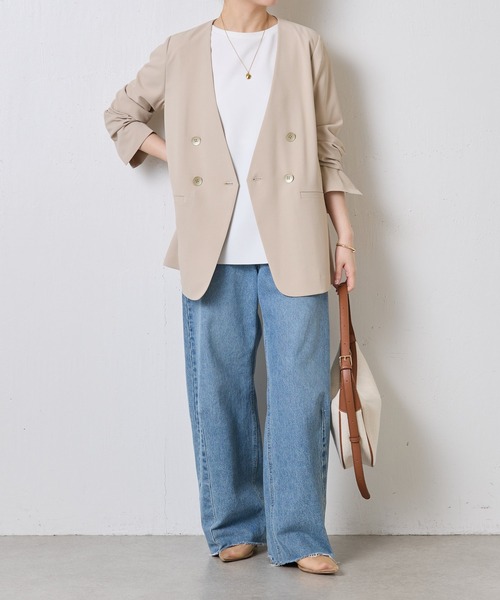 COLLAGE GALLARDAGALANTE(コラージュガリャルダガランテ)の「ジャージノーカラージャケット/セットアップ可/新色登場(ノーカラージャケット・レディース・ベージュ/ネイビー/ブラック・FREE)」の12枚目の写真