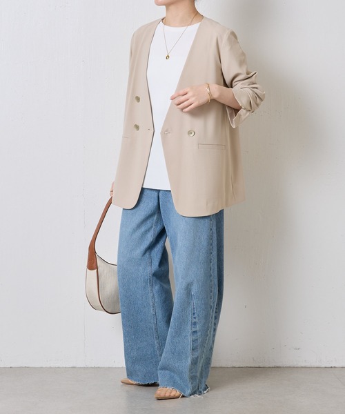 COLLAGE GALLARDAGALANTE(コラージュガリャルダガランテ)の「ジャージノーカラージャケット/セットアップ可/新色登場(ノーカラージャケット・レディース・ベージュ/ネイビー/ブラック・FREE)」の16枚目の写真