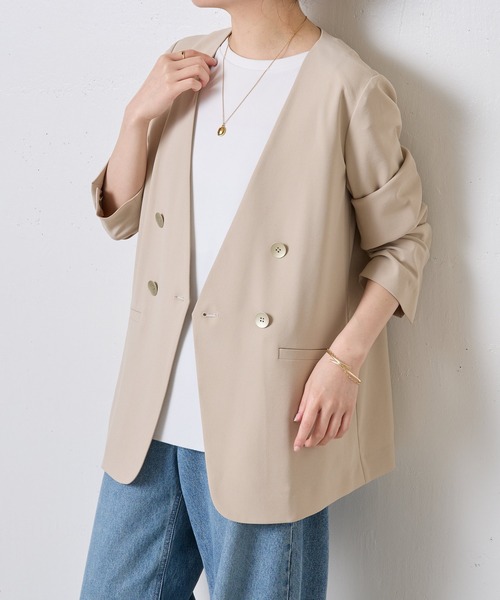 COLLAGE GALLARDAGALANTE(コラージュガリャルダガランテ)の「ジャージノーカラージャケット/セットアップ可/新色登場(ノーカラージャケット・レディース・ベージュ/ネイビー/ブラック・FREE)」の19枚目の写真