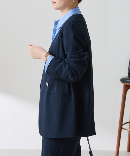 COLLAGE GALLARDAGALANTE(コラージュガリャルダガランテ)の「ジャージノーカラージャケット/セットアップ可/新色登場(ノーカラージャケット・レディース・ベージュ/ネイビー/ブラック・FREE)」の21枚目の写真