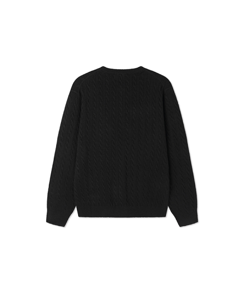 BLACKBROWN（ブラックブラウン）の「ラウンドネックケーブルニットカーディガン[BLACK]（カーディガン/ボレロ・メンズ・その他・MEDIUM/LARGE）」の2枚目の写真
