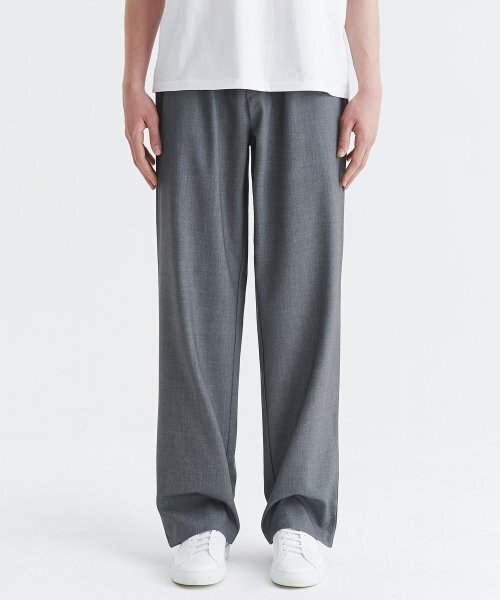 セール】Unisex semi-wide banding slacks - light gray（スラックス