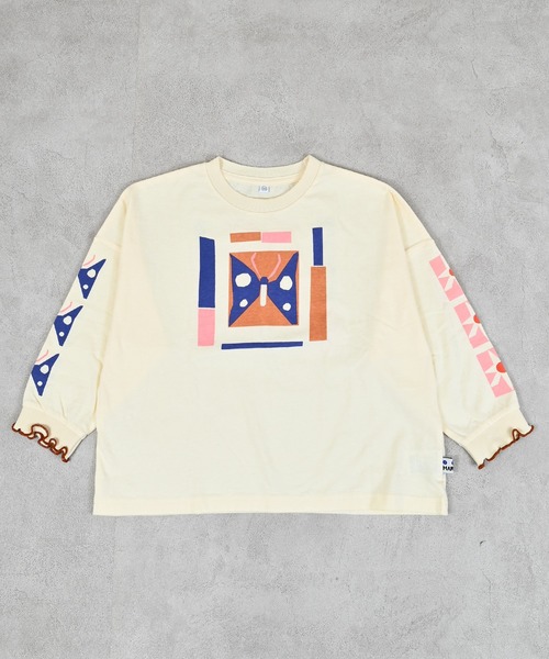 MARKEY'S(マーキーズ)の「ソデリブビッグロンT/前後プリント(Tシャツ/カットソー・キッズ・ライトピンク/アイボリー/オフホワイト/杢グレー・90/100/110/120/130/140/150)」の9枚目の写真