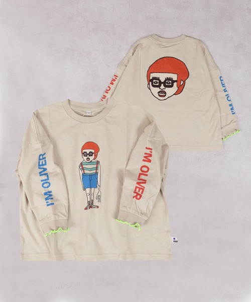 MARKEY'S(マーキーズ)の「ソデリブビッグロンT/前後プリント(Tシャツ/カットソー・キッズ・ライトピンク/アイボリー/オフホワイト/杢グレー・90/100/110/120/130/140/150)」の21枚目の写真