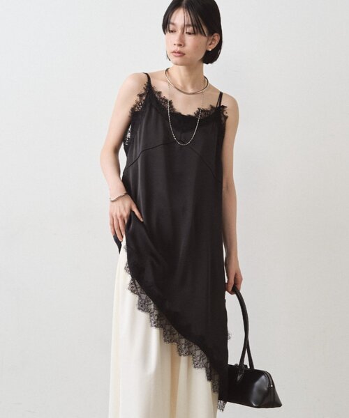ラウンジドレス　レースサテンキャミソール サテンレースアシメキャミ（シャツ/ブラウス）｜LOUNGEDRESS（ラウンジ
