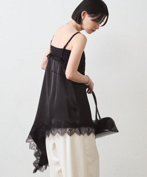 ラウンジドレス　レースサテンキャミソール サテンレースアシメキャミ（シャツ/ブラウス）｜LOUNGEDRESS（ラウンジ