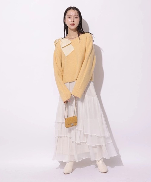 Mystrada(マイストラーダ)の「シアーランダムティアードスカート(スカート・レディース・ブラック/ホワイト・38/36/34)」の2枚目の写真