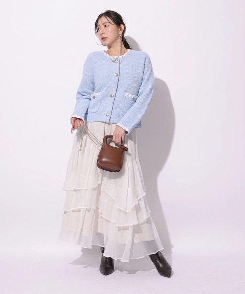 Mystrada(マイストラーダ)の「シアーランダムティアードスカート(スカート・レディース・ブラック/ホワイト・38/36/34)」の3枚目の写真