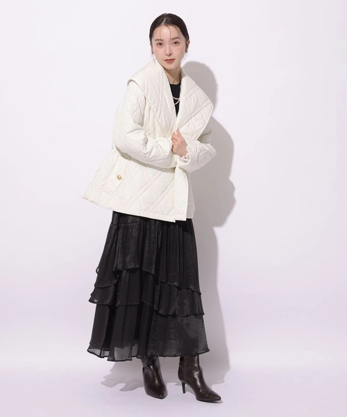 Mystrada(マイストラーダ)の「シアーランダムティアードスカート(スカート・レディース・ブラック/ホワイト・38/36/34)」の7枚目の写真