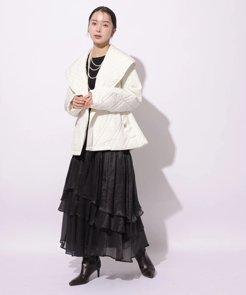 Mystrada(マイストラーダ)の「シアーランダムティアードスカート(スカート・レディース・ブラック/ホワイト・38/36/34)」の8枚目の写真