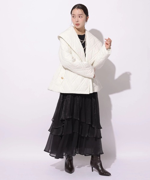 Mystrada(マイストラーダ)の「シアーランダムティアードスカート(スカート・レディース・ブラック/ホワイト・38/36/34)」の9枚目の写真