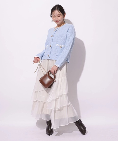 Mystrada(マイストラーダ)の「シアーランダムティアードスカート(スカート・レディース・ブラック/ホワイト・38/36/34)」の13枚目の写真