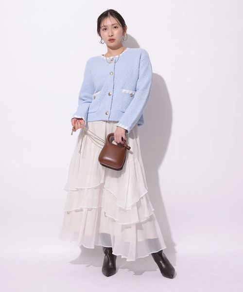 Mystrada(マイストラーダ)の「シアーランダムティアードスカート(スカート・レディース・ブラック/ホワイト・38/36/34)」の14枚目の写真