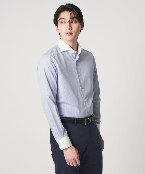 A DAY IN THE LIFE UNITED ARROWS(アデイインザライフユナイテッドアローズ)の「グラフチェック クレリック ホリゾンタルワイドカラーシャツ-イージーケア-<A DAY IN THE LIFE>(シャツ/ブラウス・メンズ・コバルトブルー・42cm/37cm/39cm/40cm/38cm/41cm)」の18枚目の写真