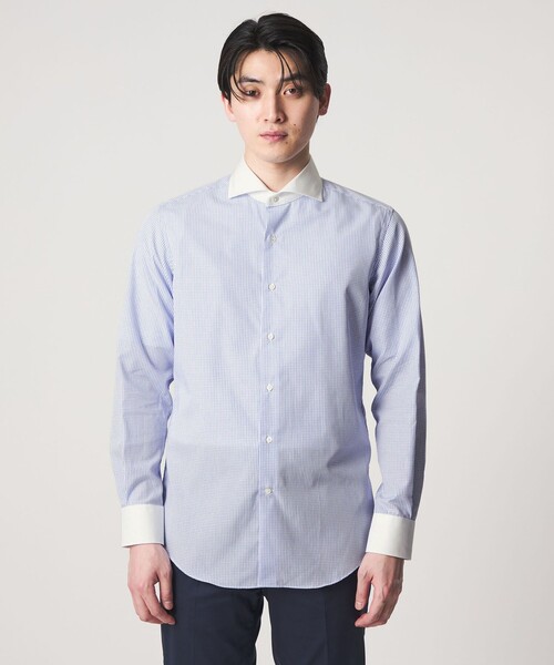 A DAY IN THE LIFE UNITED ARROWS(アデイインザライフユナイテッドアローズ)の「グラフチェック クレリック ホリゾンタルワイドカラーシャツ-イージーケア-<A DAY IN THE LIFE>(シャツ/ブラウス・メンズ・コバルトブルー・42cm/37cm/39cm/40cm/38cm/41cm)」の14枚目の写真
