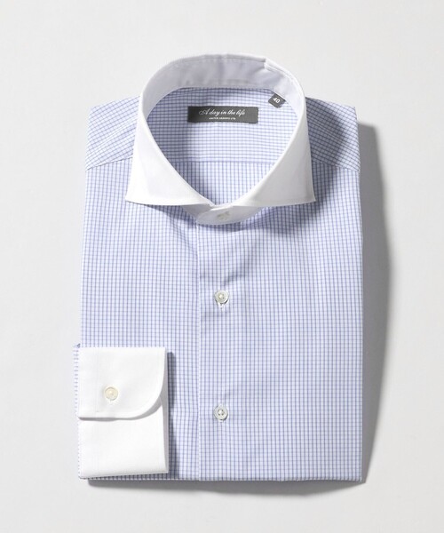 A DAY IN THE LIFE UNITED ARROWS(アデイインザライフユナイテッドアローズ)の「グラフチェック クレリック ホリゾンタルワイドカラーシャツ-イージーケア-<A DAY IN THE LIFE>(シャツ/ブラウス・メンズ・コバルトブルー・42cm/37cm/39cm/40cm/38cm/41cm)」の17枚目の写真