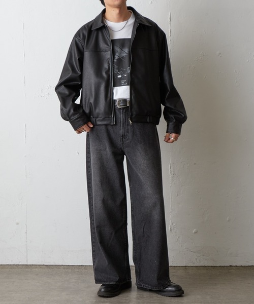 COLONY 2139（コロニートゥーワンスリーナイン）の「フェイクレザージップショートブルゾン（ブルゾン・メンズ・ブラック/ブラウン・MEDIUM/LARGE）」の16枚目の写真