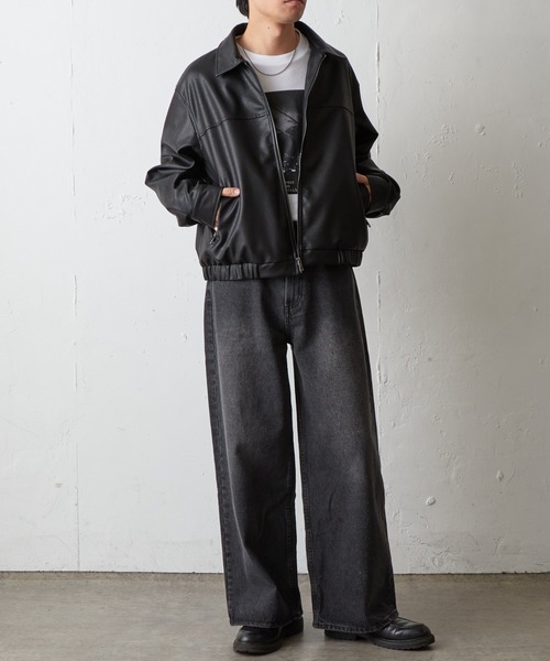 COLONY 2139（コロニートゥーワンスリーナイン）の「フェイクレザージップショートブルゾン（ブルゾン・メンズ・ブラック/ブラウン・MEDIUM/LARGE）」の19枚目の写真