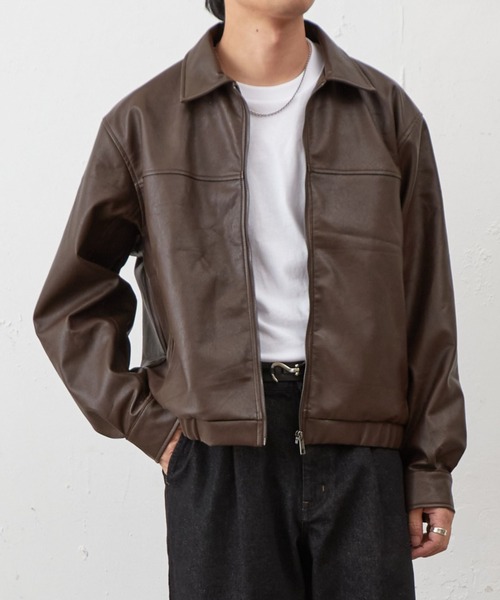 COLONY 2139（コロニートゥーワンスリーナイン）の「フェイクレザージップショートブルゾン（ブルゾン・メンズ・ブラック/ブラウン・MEDIUM/LARGE）」の20枚目の写真