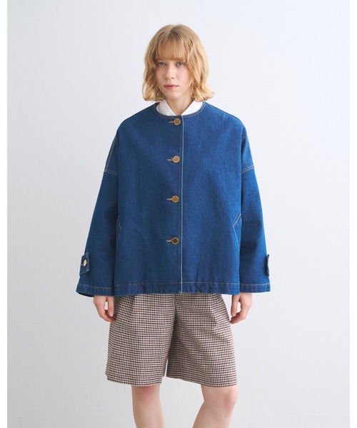 Traditional Weatherwear(トラディショナルウェザーウェア)の「MALTON N/C SHORT DENIM(ステンカラーコート・レディース・ブルー系その他・30/32)」の3枚目の写真