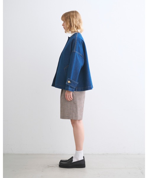 Traditional Weatherwear(トラディショナルウェザーウェア)の「MALTON N/C SHORT DENIM(ステンカラーコート・レディース・ブルー系その他・30/32)」の4枚目の写真