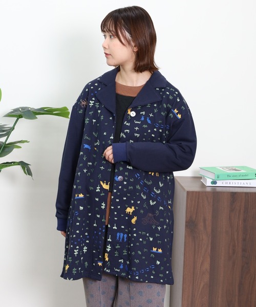 Emago(イマゴ)の「EMAGO 森刺繍チュニックカーデ(カーディガン/ボレロ・レディース・杢グレー/グリーン/ネイビー・FREE)」の3枚目の写真