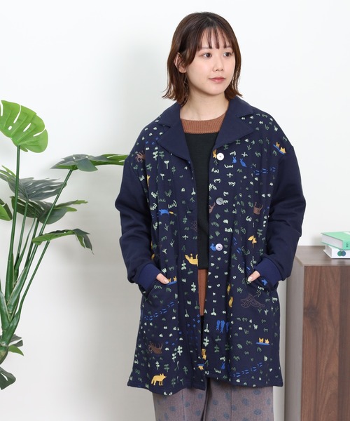 Emago(イマゴ)の「EMAGO 森刺繍チュニックカーデ(カーディガン/ボレロ・レディース・杢グレー/グリーン/ネイビー・FREE)」の10枚目の写真