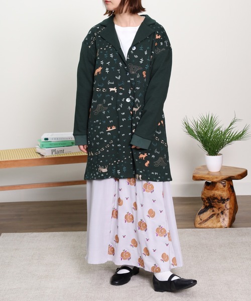 Emago(イマゴ)の「EMAGO 森刺繍チュニックカーデ(カーディガン/ボレロ・レディース・杢グレー/グリーン/ネイビー・FREE)」の8枚目の写真
