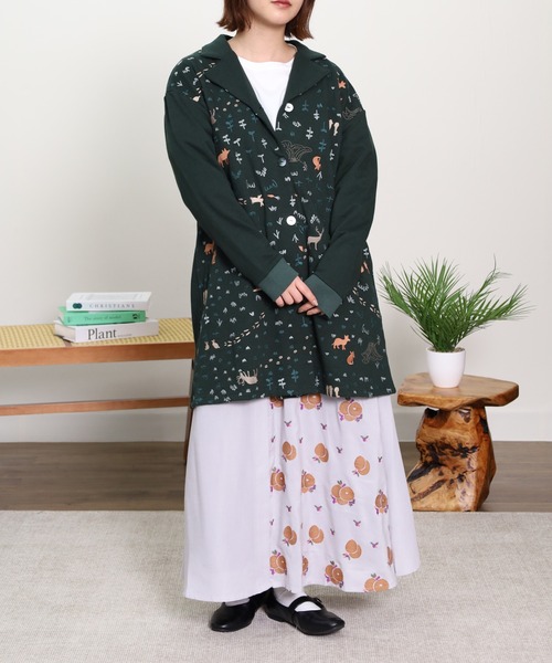 Emago(イマゴ)の「EMAGO 森刺繍チュニックカーデ(カーディガン/ボレロ・レディース・杢グレー/グリーン/ネイビー・FREE)」の9枚目の写真