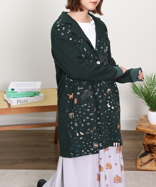 Emago(イマゴ)の「EMAGO 森刺繍チュニックカーデ(カーディガン/ボレロ・レディース・杢グレー/グリーン/ネイビー・FREE)」の7枚目の写真