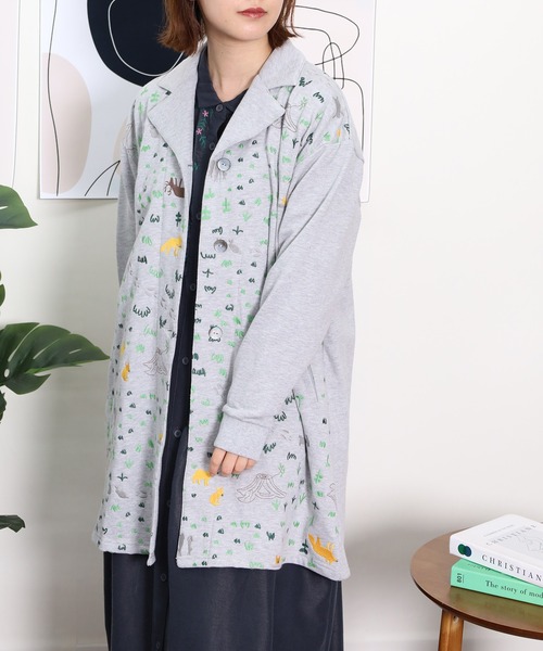 Emago(イマゴ)の「EMAGO 森刺繍チュニックカーデ(カーディガン/ボレロ・レディース・杢グレー/グリーン/ネイビー・FREE)」の18枚目の写真