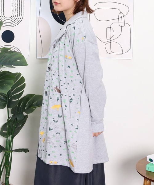 Emago(イマゴ)の「EMAGO 森刺繍チュニックカーデ(カーディガン/ボレロ・レディース・杢グレー/グリーン/ネイビー・FREE)」の19枚目の写真