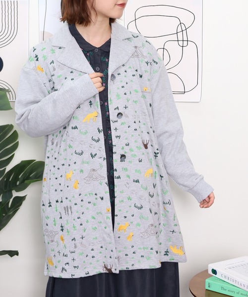Emago(イマゴ)の「EMAGO 森刺繍チュニックカーデ(カーディガン/ボレロ・レディース・杢グレー/グリーン/ネイビー・FREE)」の17枚目の写真