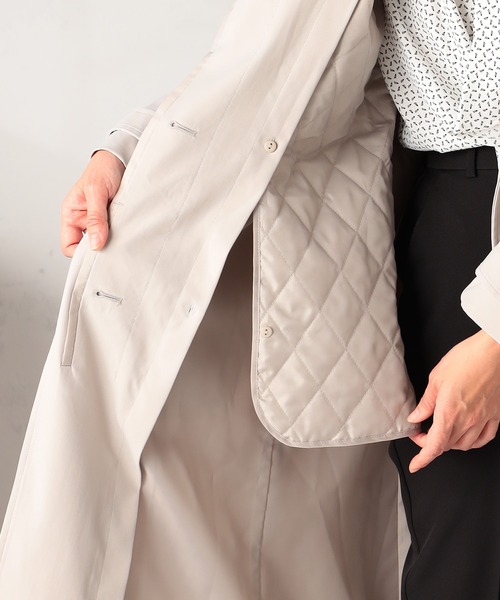 GALLORIA(ギャローリア)の「【取り外し可能ライナー付・防花粉】スタンド襟コート(ステンカラーコート・レディース・ネイビー/ライトベージュ・L/LL/M/S)」の6枚目の写真