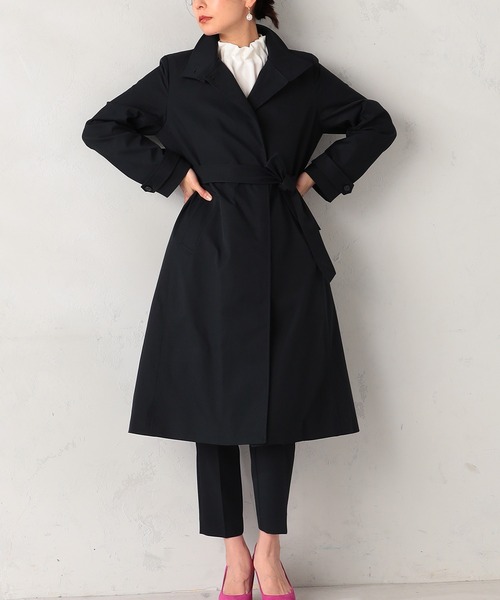 GALLORIA(ギャローリア)の「【取り外し可能ライナー付・防花粉】スタンド襟コート(ステンカラーコート・レディース・ネイビー/ライトベージュ・L/LL/M/S)」の7枚目の写真