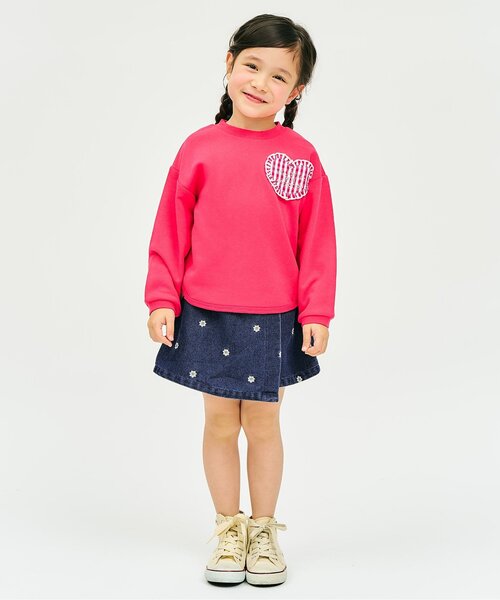 apres les cours（アプレレクール）の「ハート・デイジー刺繍ラップキュロット（その他パンツ・キッズ・ブルー/サックスブルー/チャコール・140/130/120/110/100/90/80）」の4枚目の写真