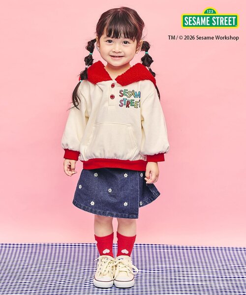 apres les cours（アプレレクール）の「ハート・デイジー刺繍ラップキュロット（その他パンツ・キッズ・ブルー/サックスブルー/チャコール・140/130/120/110/100/90/80）」の7枚目の写真