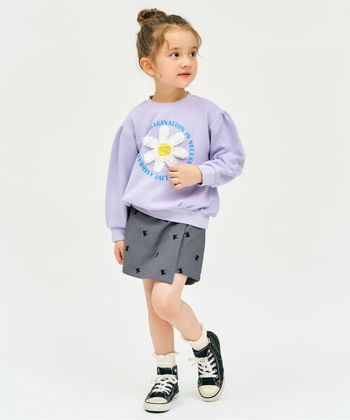 apres les cours（アプレレクール）の「ハート・デイジー刺繍ラップキュロット（その他パンツ・キッズ・ブルー/サックスブルー/チャコール・140/130/120/110/100/90/80）」の9枚目の写真