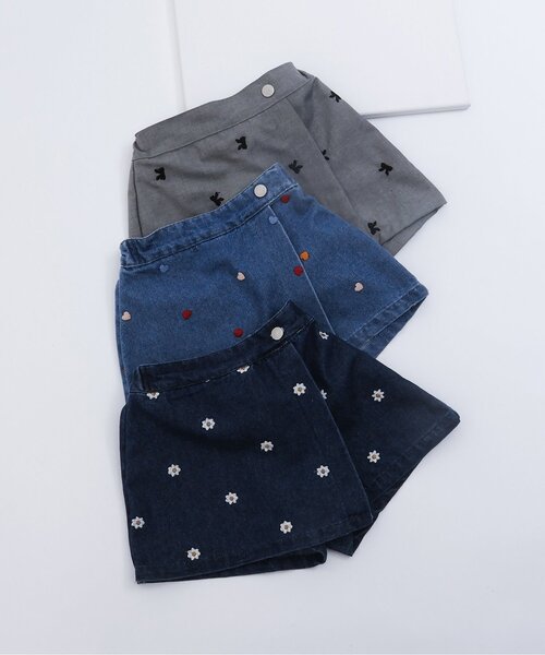 apres les cours（アプレレクール）の「ハート・デイジー刺繍ラップキュロット（その他パンツ・キッズ・ブルー/サックスブルー/チャコール・140/130/120/110/100/90/80）」の11枚目の写真