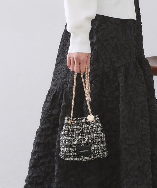 OPAQUE.CLIP（オペークドットクリップ）の「【2WAY】ツイードコンビミニショルダー（ショルダーバッグ・レディース・ブラック/ピンク系・00）」の3枚目の写真