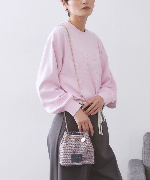 OPAQUE.CLIP（オペークドットクリップ）の「【2WAY】ツイードコンビミニショルダー（ショルダーバッグ・レディース・ブラック/ピンク系・00）」の5枚目の写真