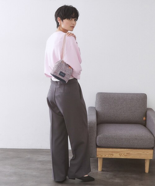 OPAQUE.CLIP（オペークドットクリップ）の「【2WAY】ツイードコンビミニショルダー（ショルダーバッグ・レディース・ブラック/ピンク系・00）」の6枚目の写真