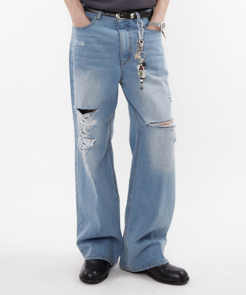KIIMUIR(キミュア)の「ディストロイドデニムパンツ_ブルー(デニムパンツ・メンズ・その他・MEDIUM/LARGE)」の1枚目の写真