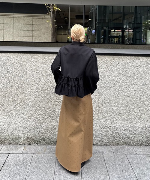 Ameri（アメリ）の「DOT FLOCKY LEATHER SKIRT（スカート・レディース・ブラック/ベージュ・SMALL/MEDIUM）」の21枚目の写真