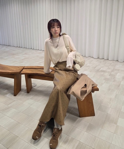 DOT FLOCKY LEATHER SKIRT（スカート）｜Ameri（アメリ）の