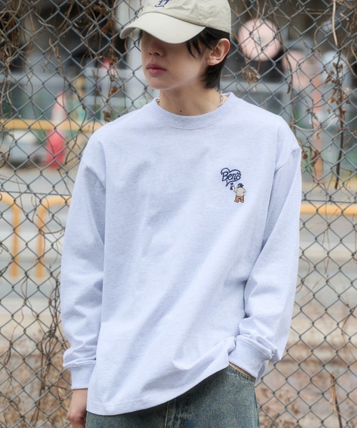 BEN DAVIS（ベンデイビス）の「∴WEGO/【26年春夏新作】別注BENDAVISハートワンポイント刺繍T(LS)（Tシャツ/カットソー・メンズ・ホワイト/アッシュグレー/ブラック・LARGE/MEDIUM）」の3枚目の写真