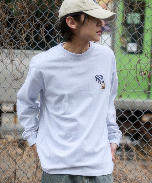 BEN DAVIS（ベンデイビス）の「∴WEGO/【26年春夏新作】別注BENDAVISハートワンポイント刺繍T(LS)（Tシャツ/カットソー・メンズ・ホワイト/アッシュグレー/ブラック・LARGE/MEDIUM）」の6枚目の写真
