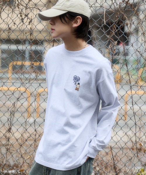 BEN DAVIS（ベンデイビス）の「∴WEGO/【26年春夏新作】別注BENDAVISハートワンポイント刺繍T(LS)（Tシャツ/カットソー・メンズ・ホワイト/アッシュグレー/ブラック・LARGE/MEDIUM）」の7枚目の写真