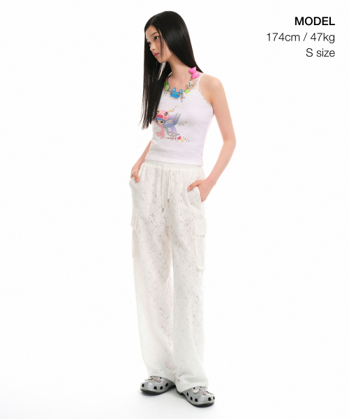 MUSINSA STANDARD WOMAN（ムシンサスタンダードウーマン）の「ウーマンズMYクロップスリーブレストップ[ホワイト]（Tシャツ/カットソー・レディース・その他・M/S）」の2枚目の写真